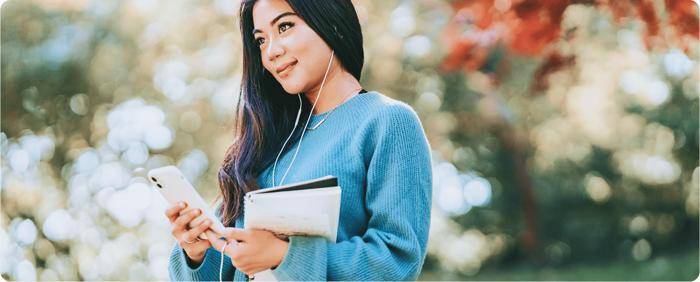 Healthy woman with a phone
